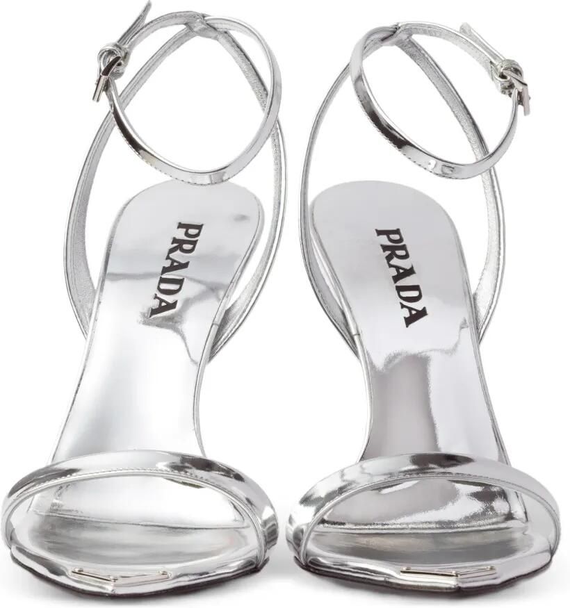Prada Metallic leren sandalen Zilver - Foto 2