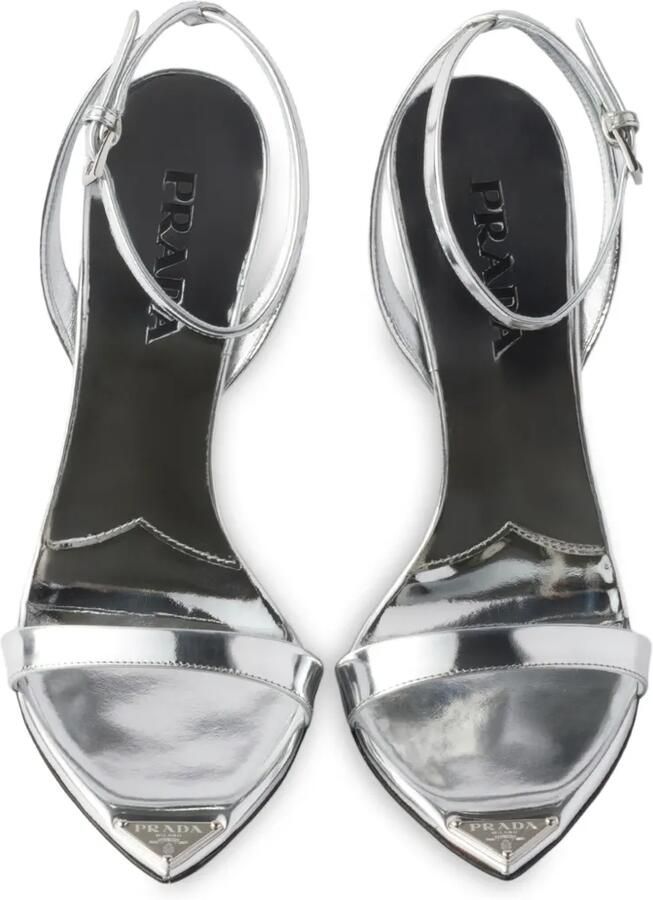 Prada Metallic leren sandalen Zilver - Foto 4