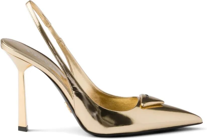 Prada Metallic leren slingback pumps Goud