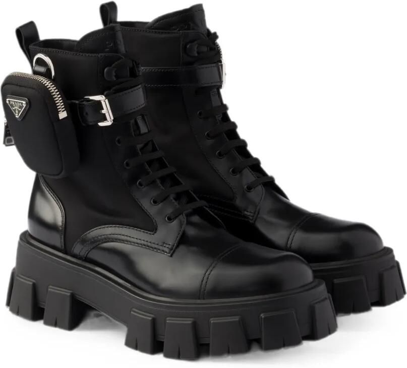 Prada Monolith leren en Re-Nylon laarzen met buidel Zwart - Foto 2