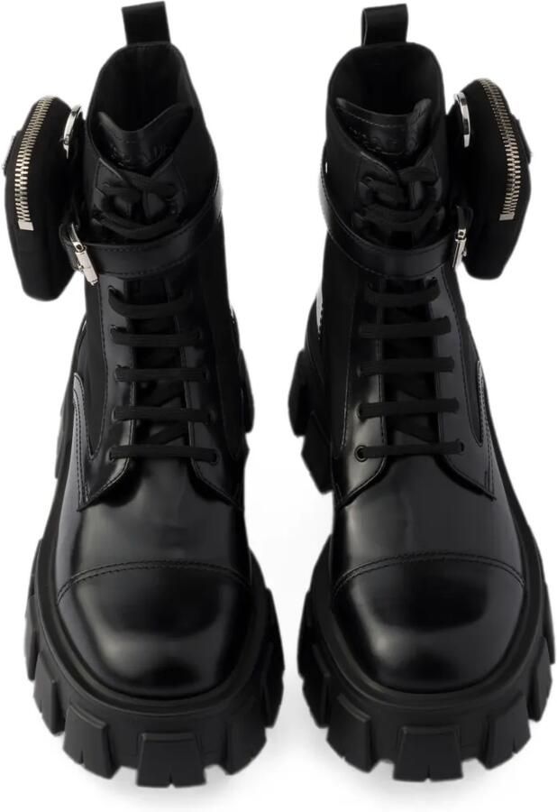Prada Monolith leren en Re-Nylon laarzen met buidel Zwart - Foto 3