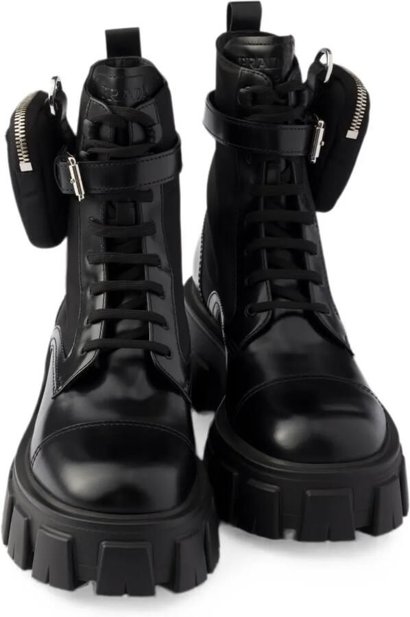 Prada Monolith leren en Re-Nylon laarzen met buidel Zwart - Foto 4