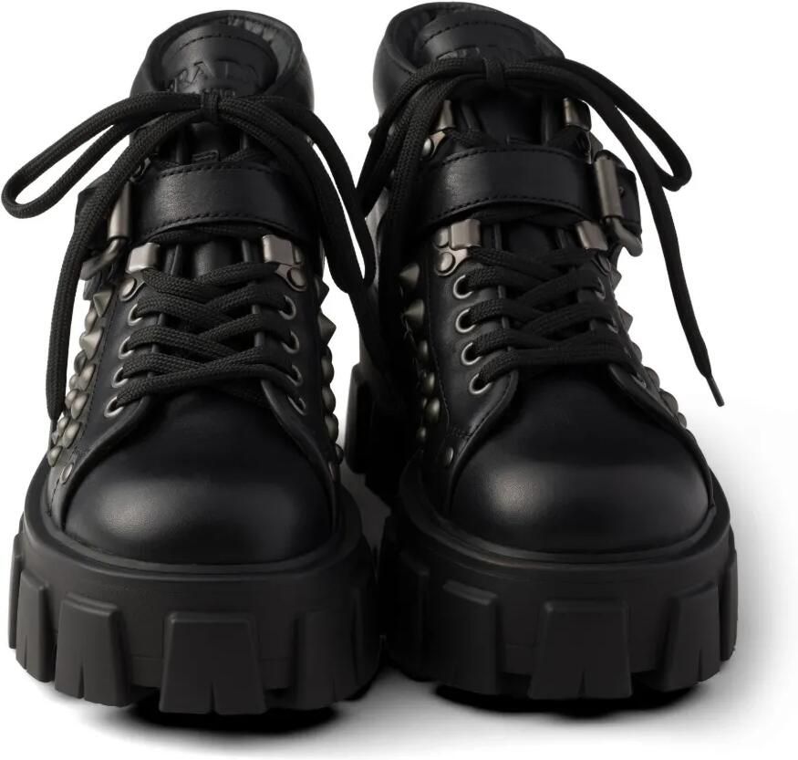 Prada Monolith leren laarzen met studs Zwart - Foto 3