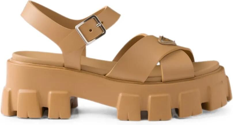 Prada Monolith rubberen sandalen Beige