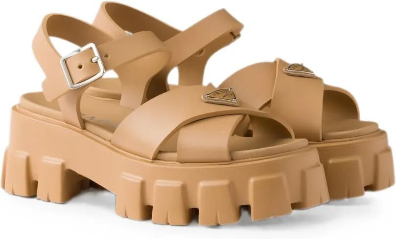Prada Monolith rubberen sandalen Beige - Foto 4