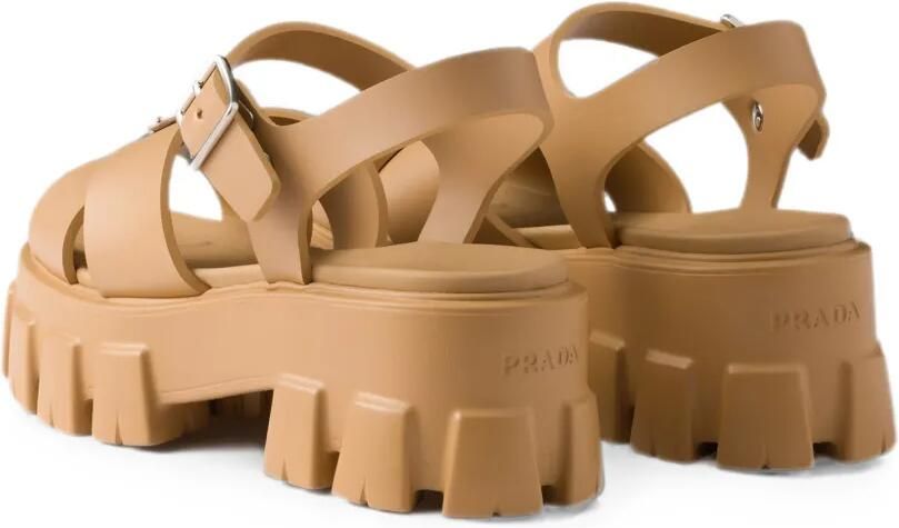 Prada Monolith rubberen sandalen Beige - Foto 5
