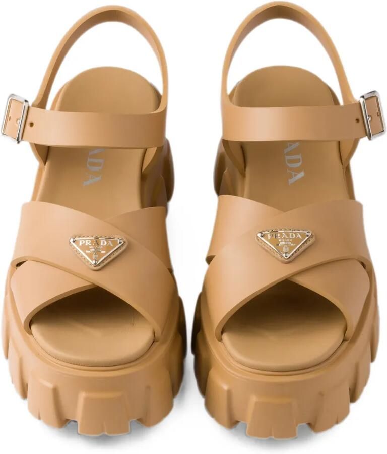 Prada Monolith rubberen sandalen Beige - Foto 2