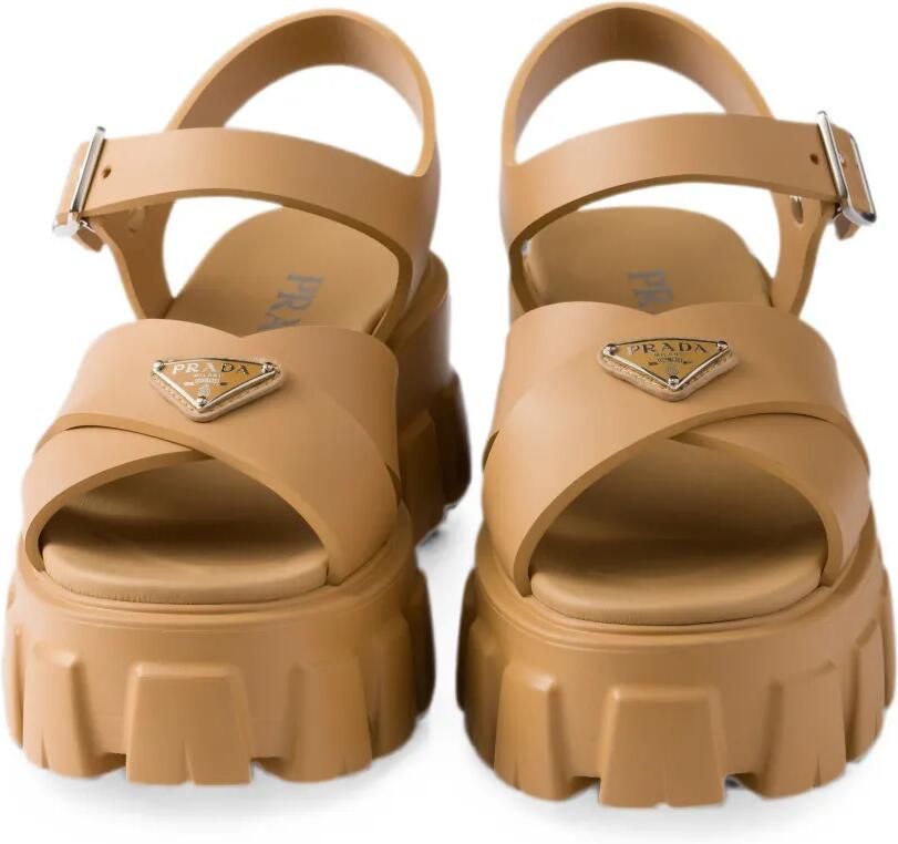 Prada Monolith rubberen sandalen Beige - Foto 3