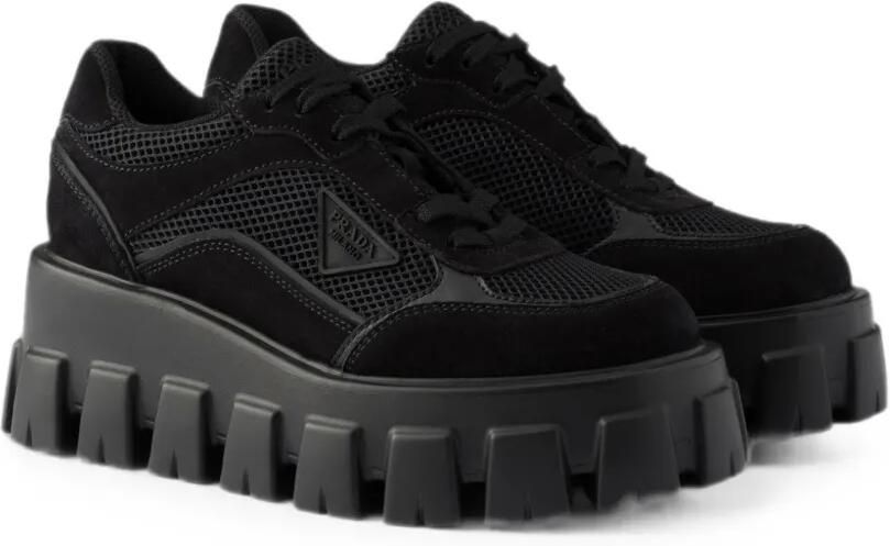 Prada Monolith suède en mesh sneakers Zwart - Foto 5