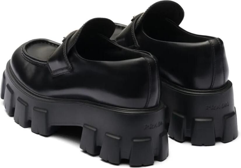 Prada Moonlith geborstelde leren loafers Zwart - Foto 5