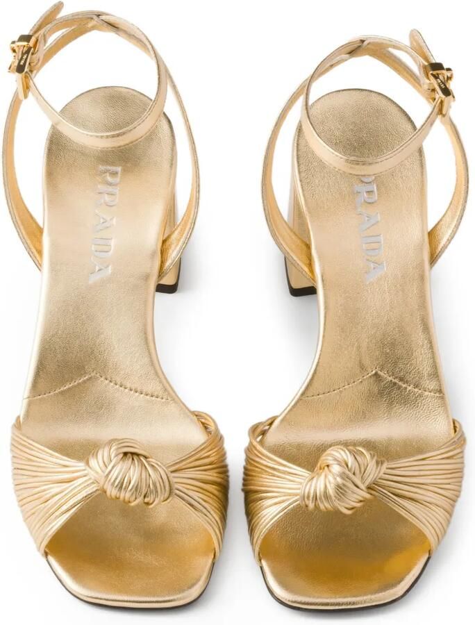Prada Mordoré leren sandalen met hak Goud - Foto 2