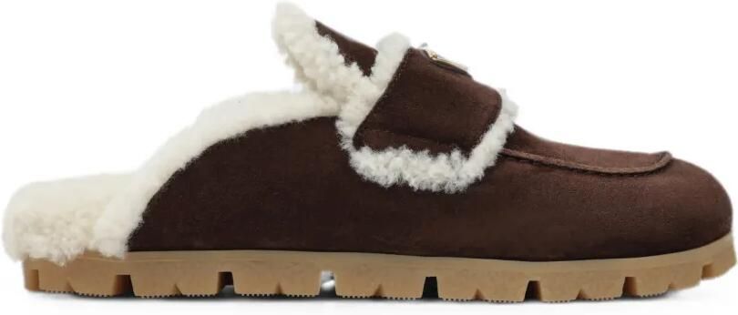 Prada Muiltjes met lammy afwerking Bruin