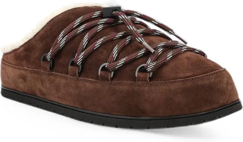 Prada Muiltjes met lammy voering en veters Bruin