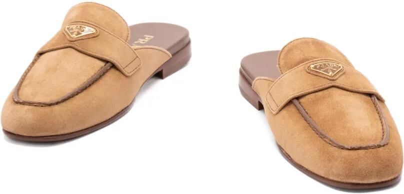 Prada Muiltjes met logodetail Beige - Foto 3