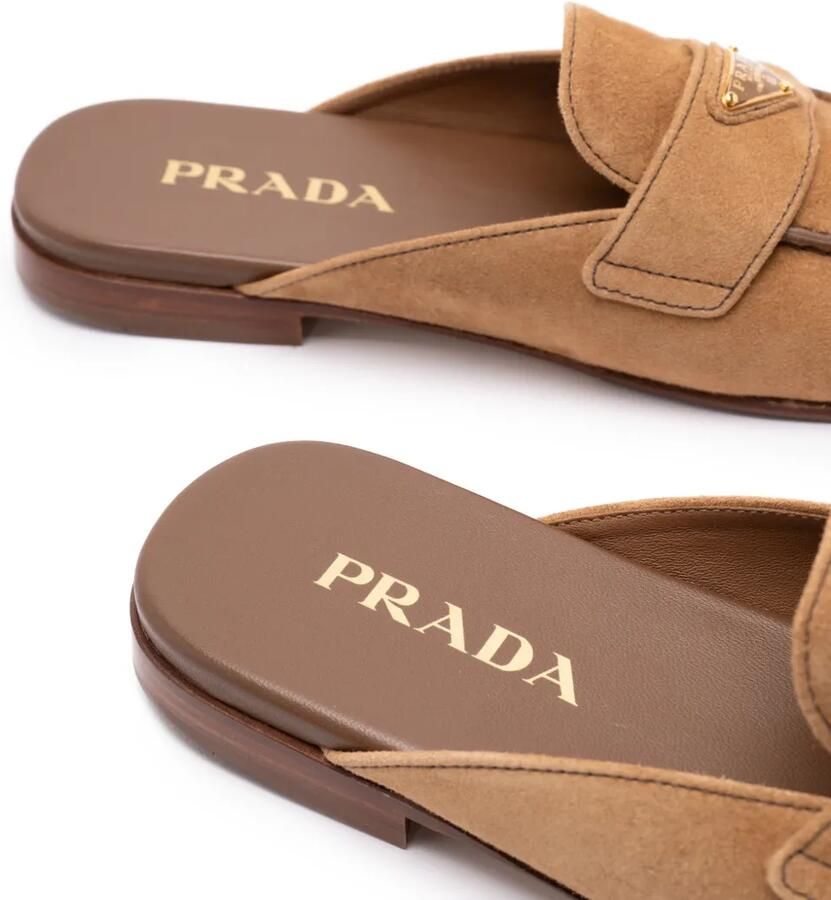 Prada Muiltjes met logodetail Beige - Foto 2