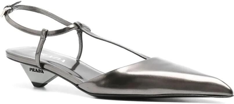 Prada Muiltjes met logodetail Grijs - Foto 3
