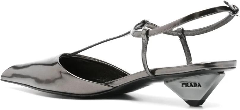 Prada Muiltjes met logodetail Grijs - Foto 2