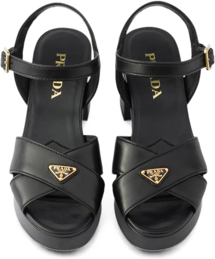 Prada Nappa leren sandalen met plateauzool Zwart