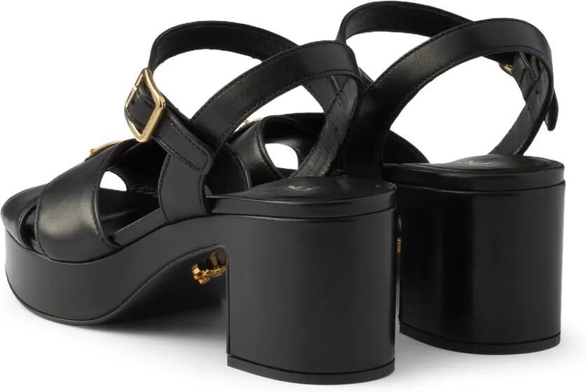 Prada Nappa leren sandalen met plateauzool Zwart - Foto 3