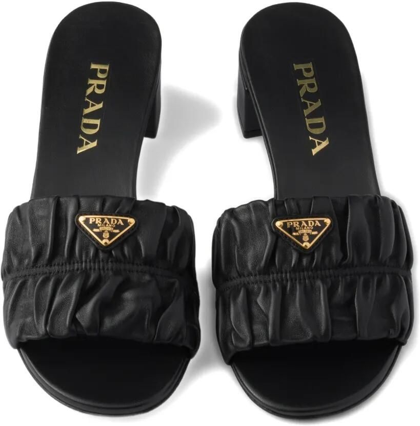 Prada Nappa leren slippers Zwart - Foto 2