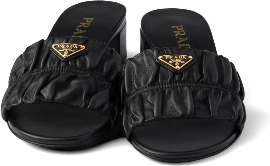 Prada Nappa leren slippers Zwart - Foto 3