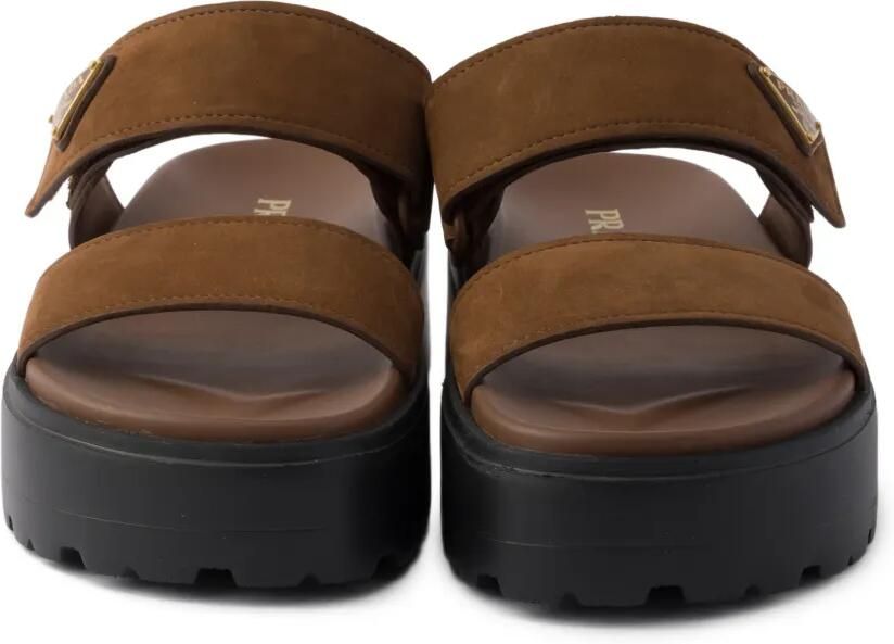 Prada Nubuck slippers Bruin - Foto 3