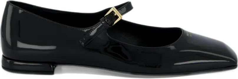 Prada patent leather buckle-fastening ballet flats Zwart