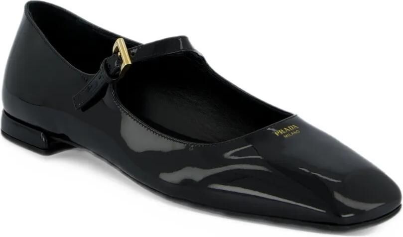 Prada patent leather buckle-fastening ballet flats Zwart - Foto 3
