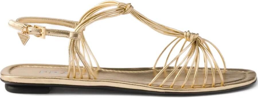Prada Platte leren sandalen Goud