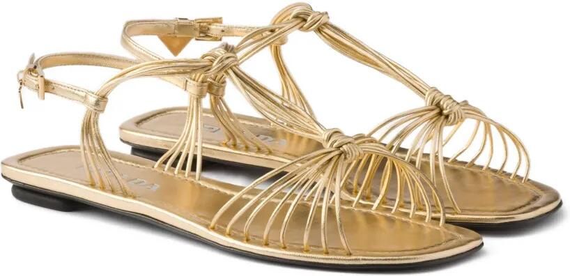Prada Platte leren sandalen Goud - Foto 5
