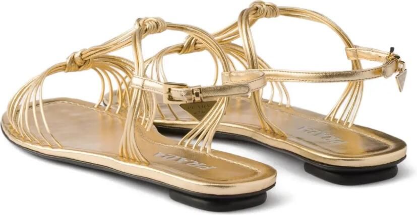 Prada Platte leren sandalen Goud - Foto 4