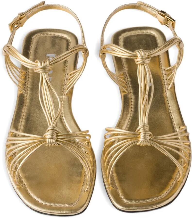 Prada Platte leren sandalen Goud - Foto 2
