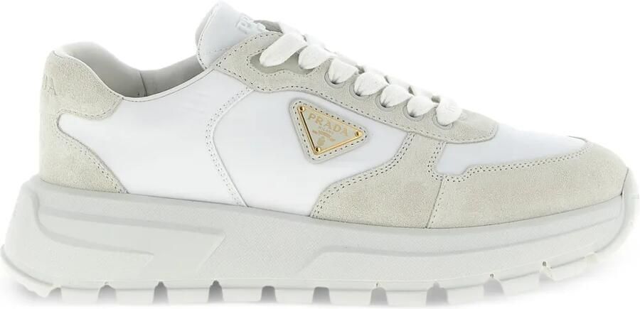 Prada Prax 01 sneakers met metalen triangel Wit