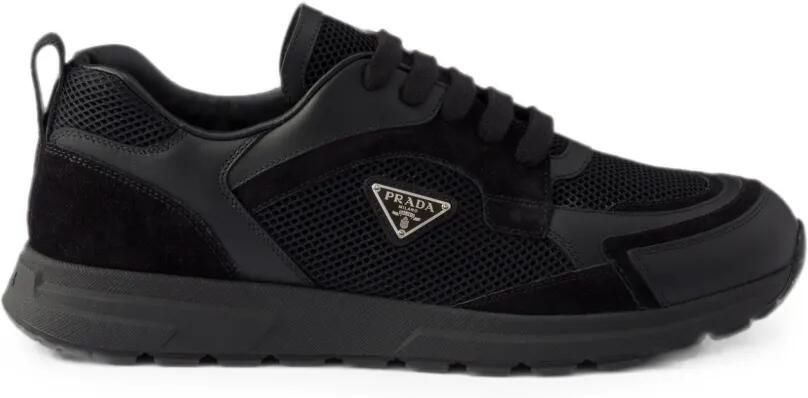 Prada Prax leren en canvas sneakers Zwart