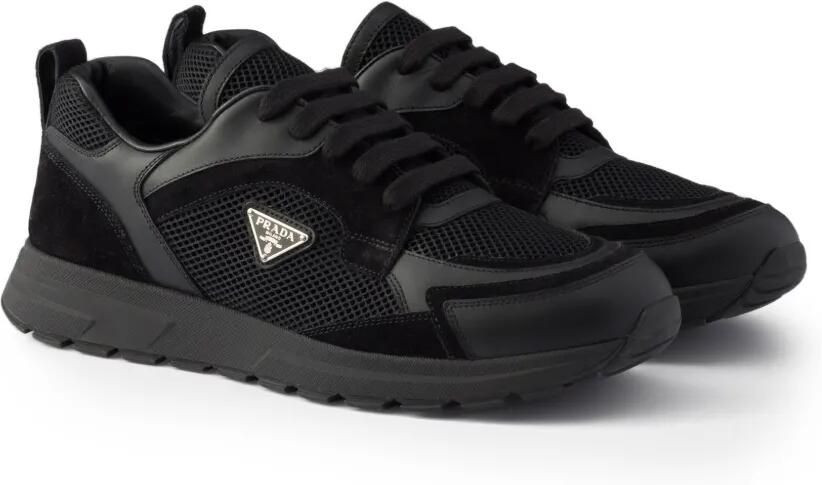 Prada Prax leren en canvas sneakers Zwart - Foto 5