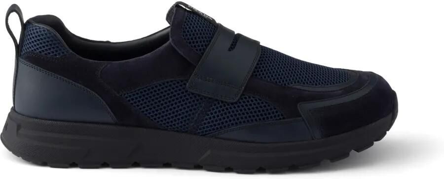 Prada Prax mesh canvas en leren loafers Blauw