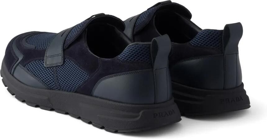 Prada Prax mesh canvas en leren loafers Blauw - Foto 4