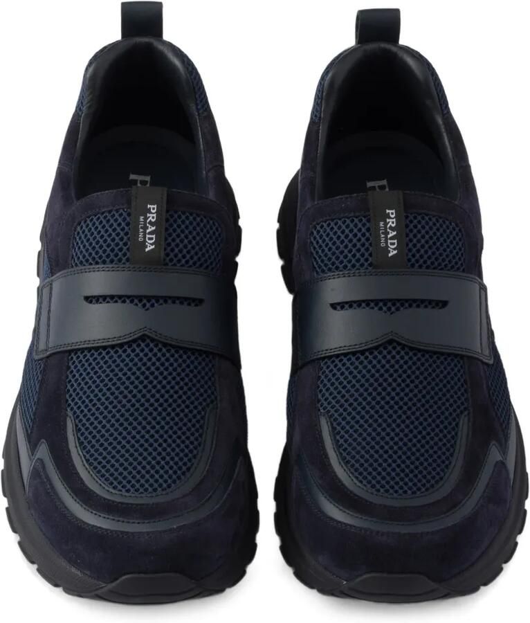 Prada Prax mesh canvas en leren loafers Blauw - Foto 2