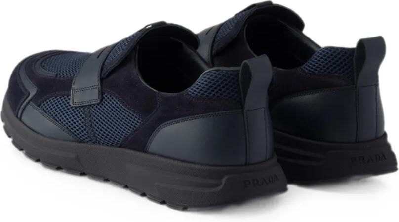 Prada Prax mesh canvas en leren loafers Blauw - Foto 5