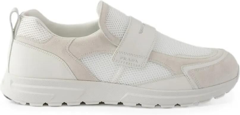Prada Prax mesh canvas en leren loafers Wit