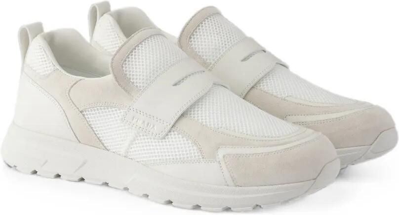 Prada Prax mesh canvas en leren loafers Wit - Foto 5