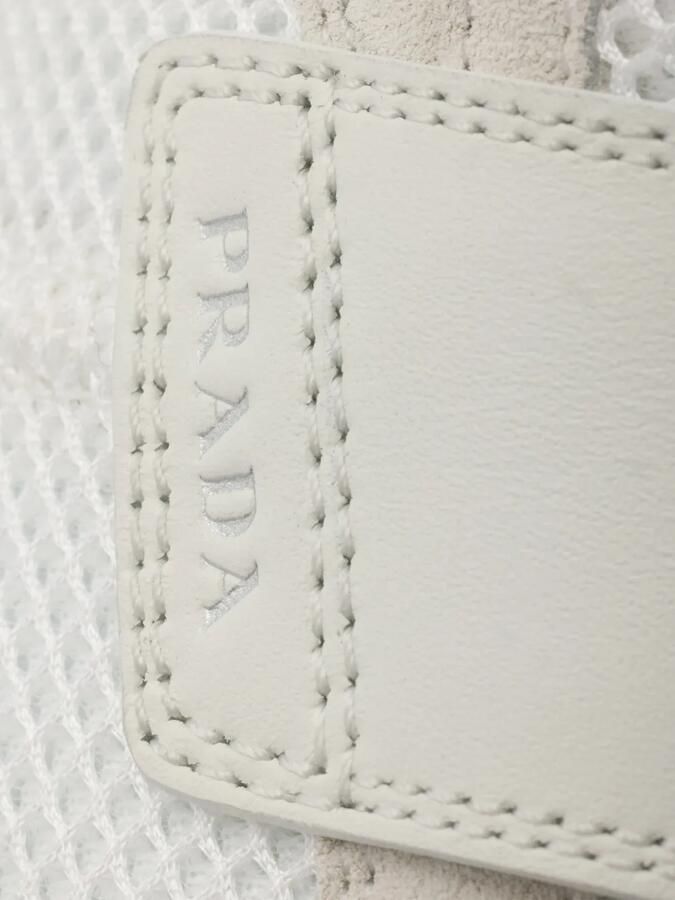 Prada Prax mesh canvas en leren loafers Wit - Foto 4