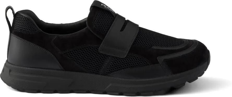 Prada Prax mesh canvas en leren loafers Zwart