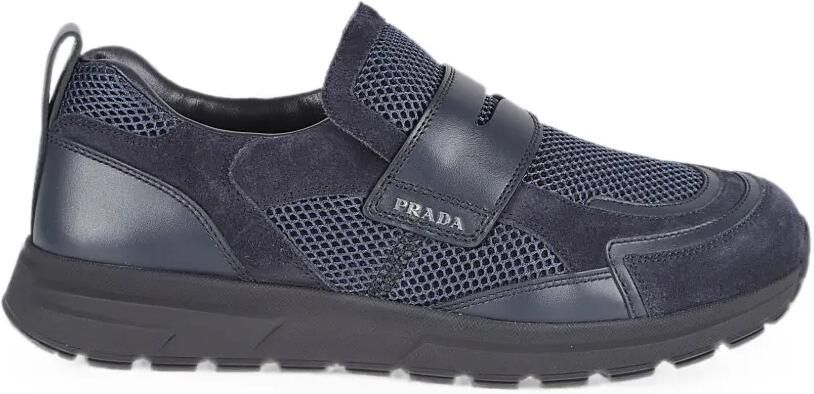 Prada Prax slip-on sneakers met mesh vlak Blauw