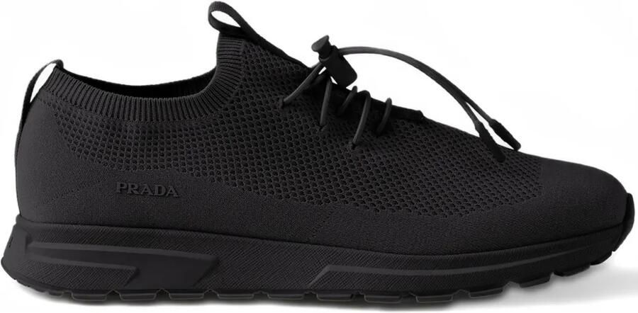 Prada Prax sneakers met elastisch kant en logo Zwart