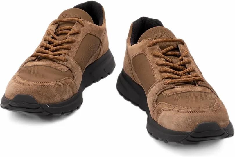 Prada Prax suede and Re-Nylon sneakers Bruin - Foto 3