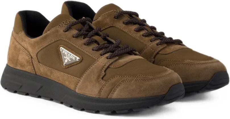 Prada Prax suède en Re-Nylon sneakers Bruin - Foto 4