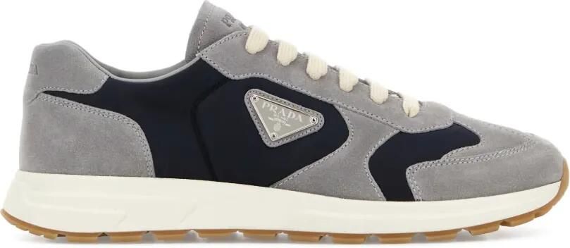 Prada Prax suède en Re-Nylon sneakers Grijs