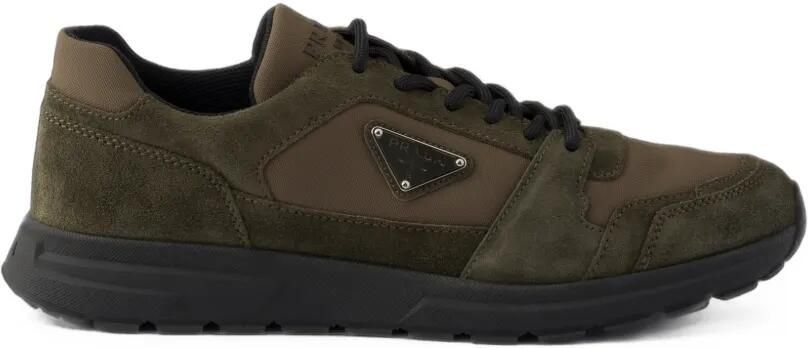 Prada Prax suède en Re-Nylon sneakers Groen