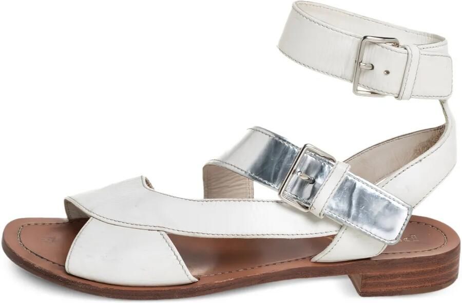 Prada Pre-Owned Leren sandalen met gesp Wit